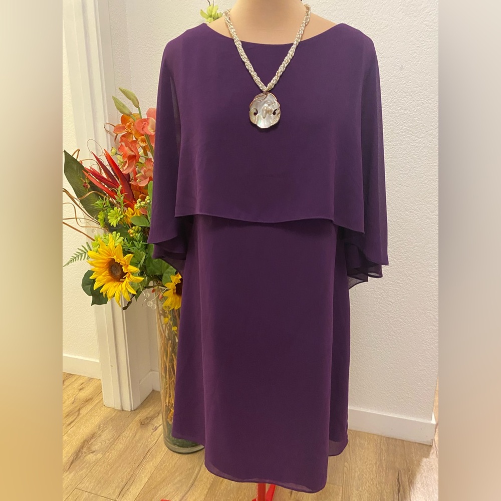 Vince Camuto Rich Purple Long Sleeve Dress